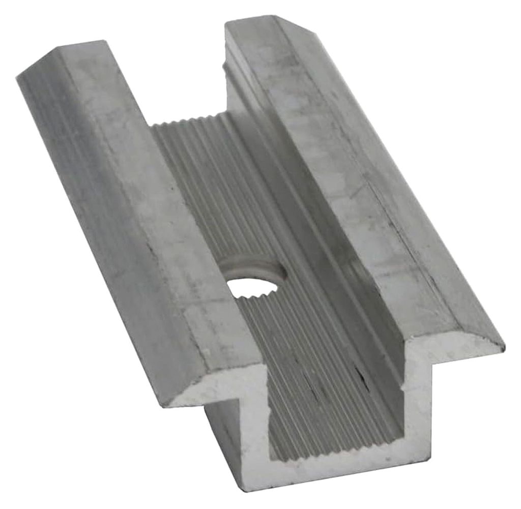 Aluminium Mittelklemme für Rahmenhöhen von 25-50mm, 70mm extra lang für die Montage von Photovoltaik-Anlagen