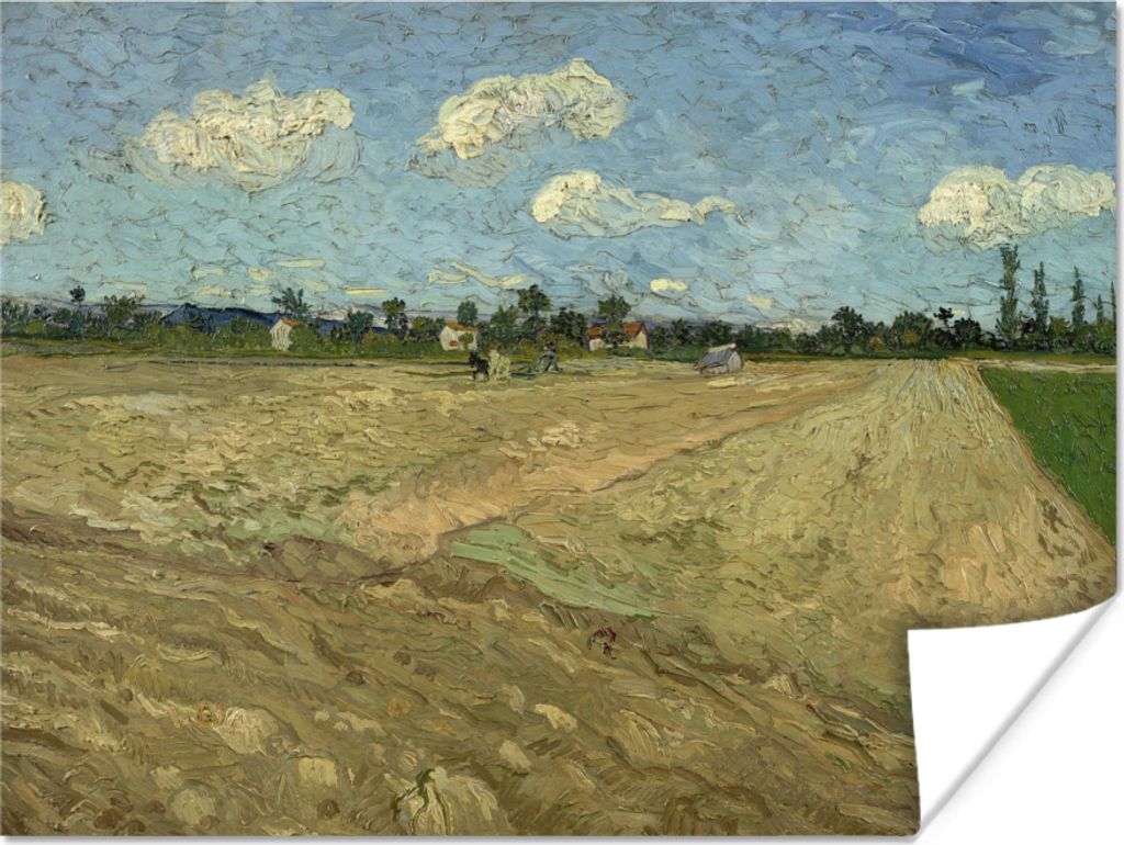 MuchoWow Poster Gepflügte Felder - Vincent van Gogh 40x30 cm - Plakate für die Wände - Poster Wohnzimmer