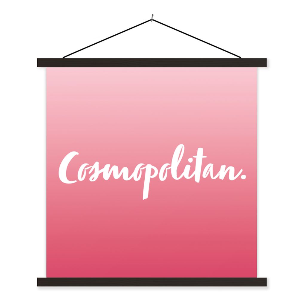 MuchoWow Textilposter Cosmopolitan - Cocktail - Text - Zitate - Rosa 40x40 cm mit schwarzem Rahmen - Fotos