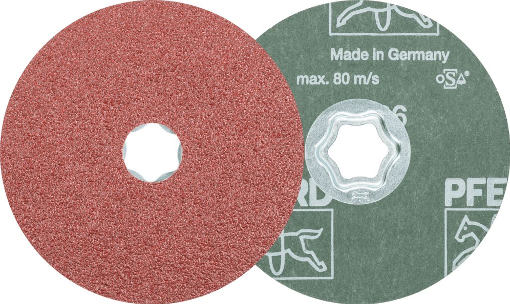 PFERD TOOLS COMBICLICK Korund Fiberscheibe Ø 115 mm A36 für universelle Anwendungen