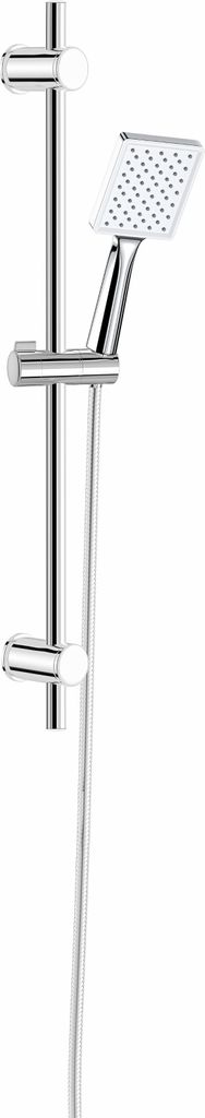 Duschstange mit Handbrause 60 cm | Duschset Edelstahl | Brause 9x11cm | Duschkopfhalterung | Schlauch Brausestangenset Brausegarnitur Queen Chrome