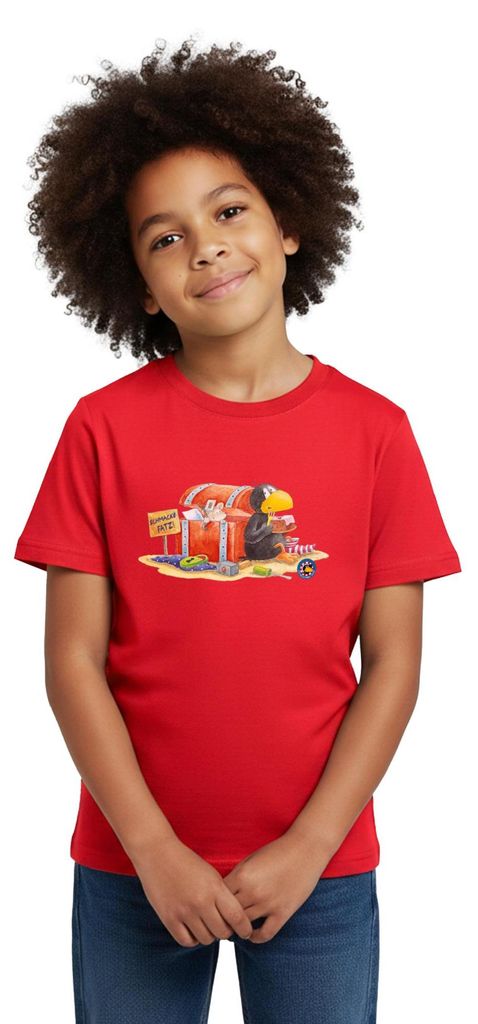 Spreadshirt Der kleine Rabe Socke Schmackofatz Kinder T-Shirt, 110/116 (5-6 Jahre), Rot