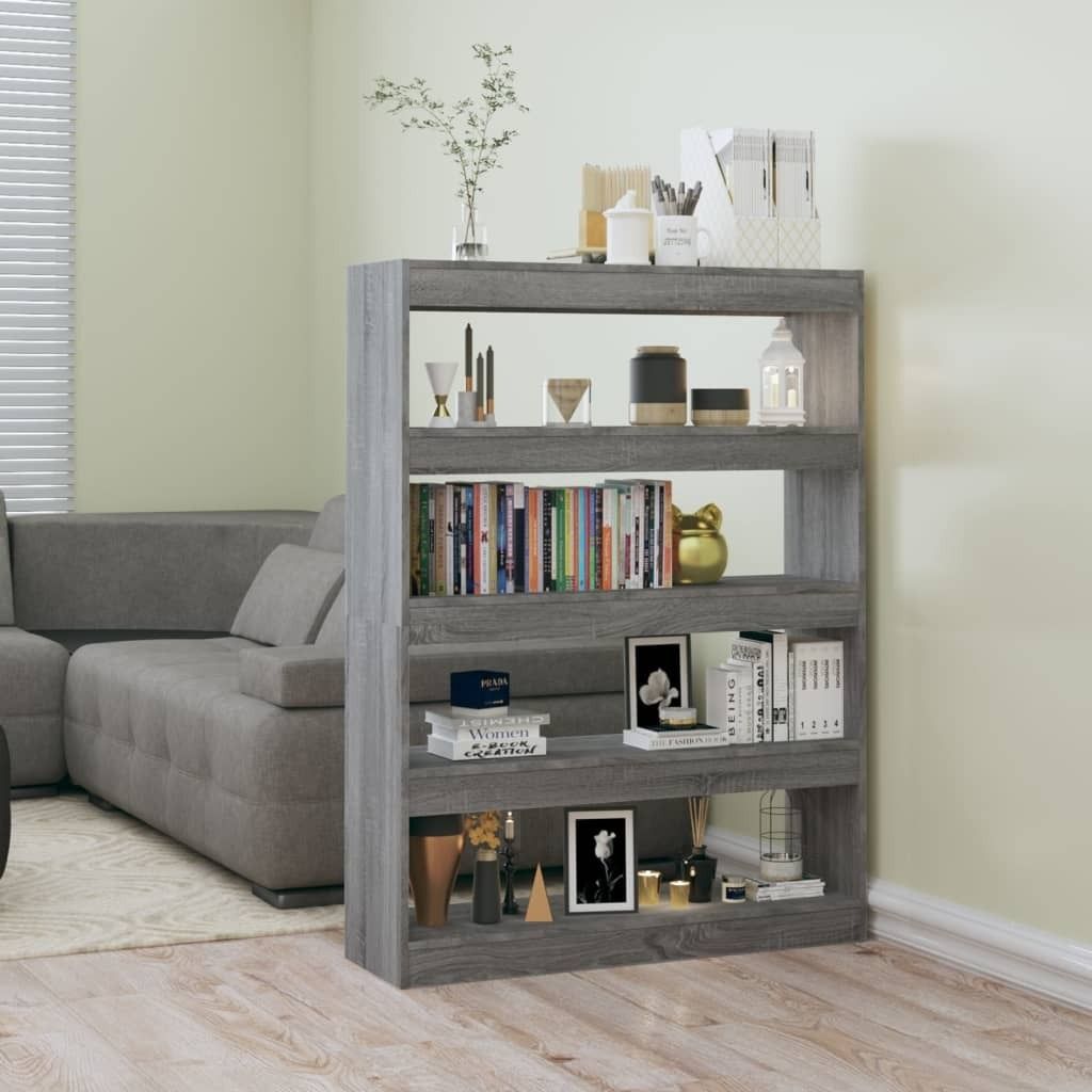 The Living Store Bücherregal/Raumteiler Grau Sonoma 100×30×135 cm
