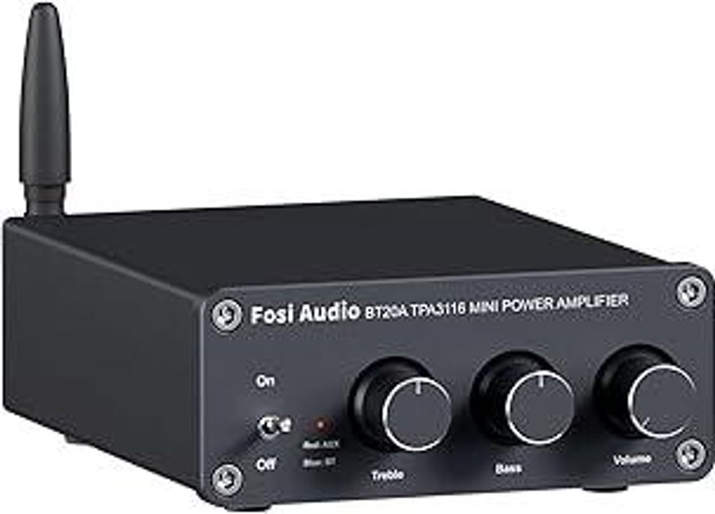 Fosi Audio BT20A Bluetooth Verstärker, 200W Mini Hifi Verstärker mit TPA3116 Amp Chip, Bass und Treble Regler, Stereo Verstärker Class D 2.0 Kanal