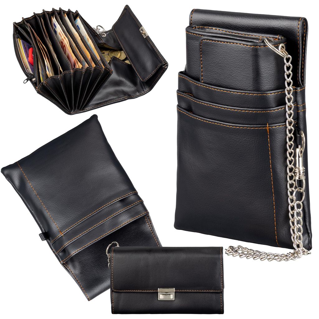 Kellnerbörse Kunstleder Schwarz Kellnerholster inkl. Kette Produktbild 