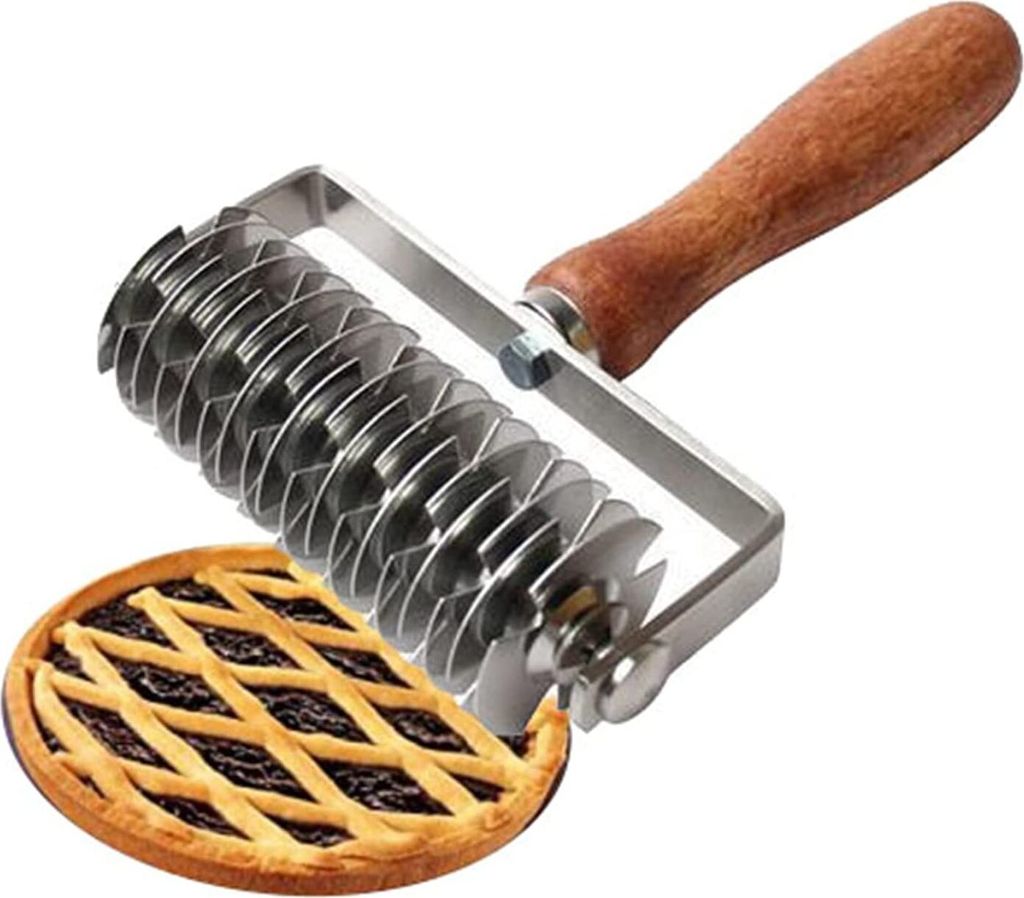 Gitterroller/Gitterwalze, Edelstahl Holzgriff Produktbild 