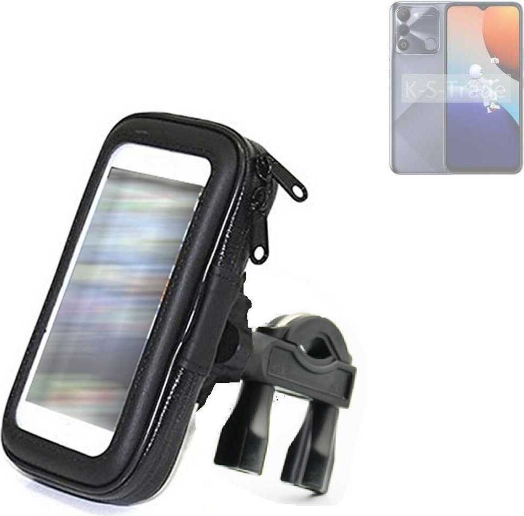 K-S-Trade Fahrrad-Halterung kompatibel mit Tecno Spark 9 Handy-Halterung Halter Lenkstange Fahrradhalterung Motorrad Bike Mount Wasserabweisend