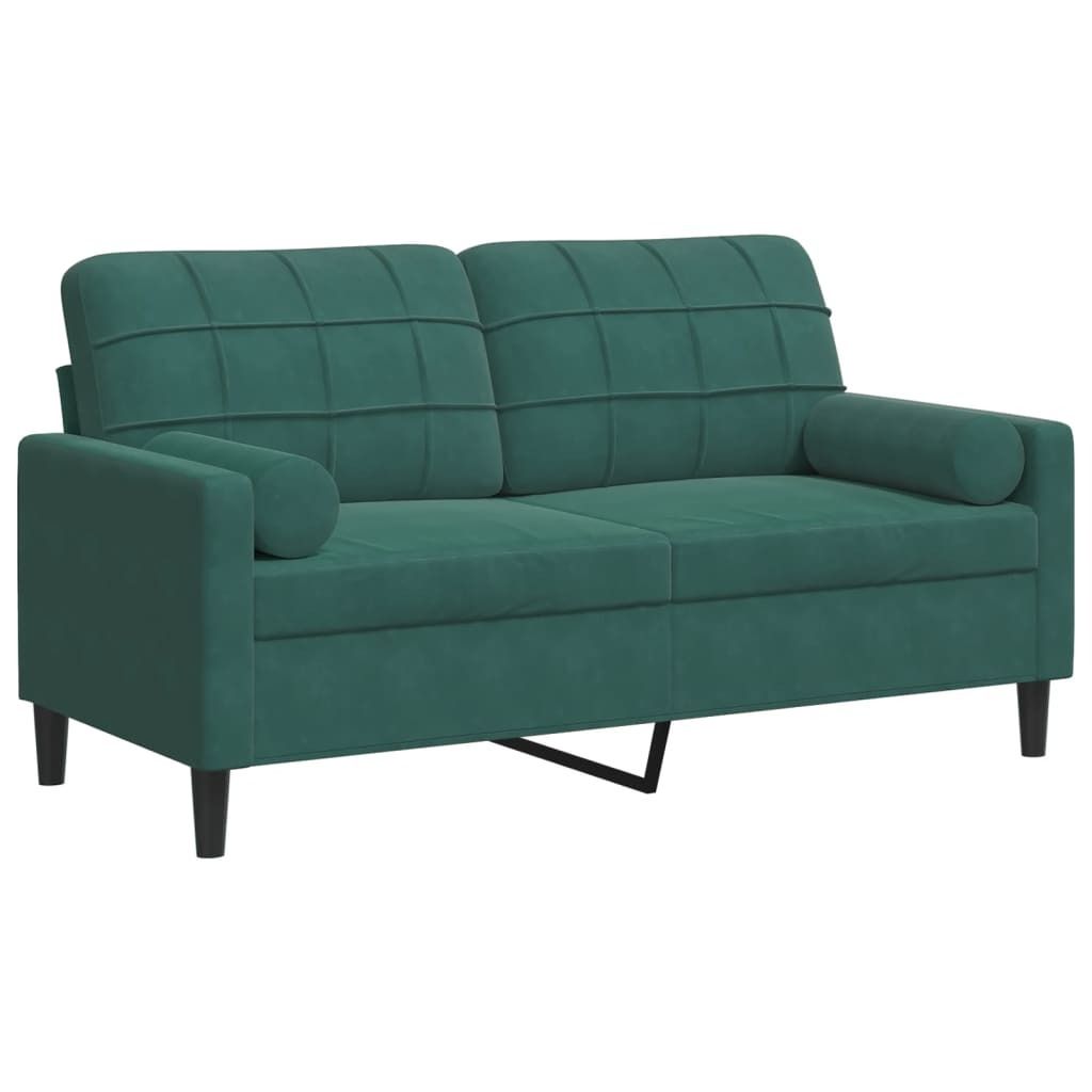 "2026 Aktion" 2-Sitzer-Sofa/Chaiselongue - elegantes Design - Couchgarnitur Wohnzimmer - mit Zierkissen Dunkelgrün 140cm Samt - 157x77x80cm - Klas...