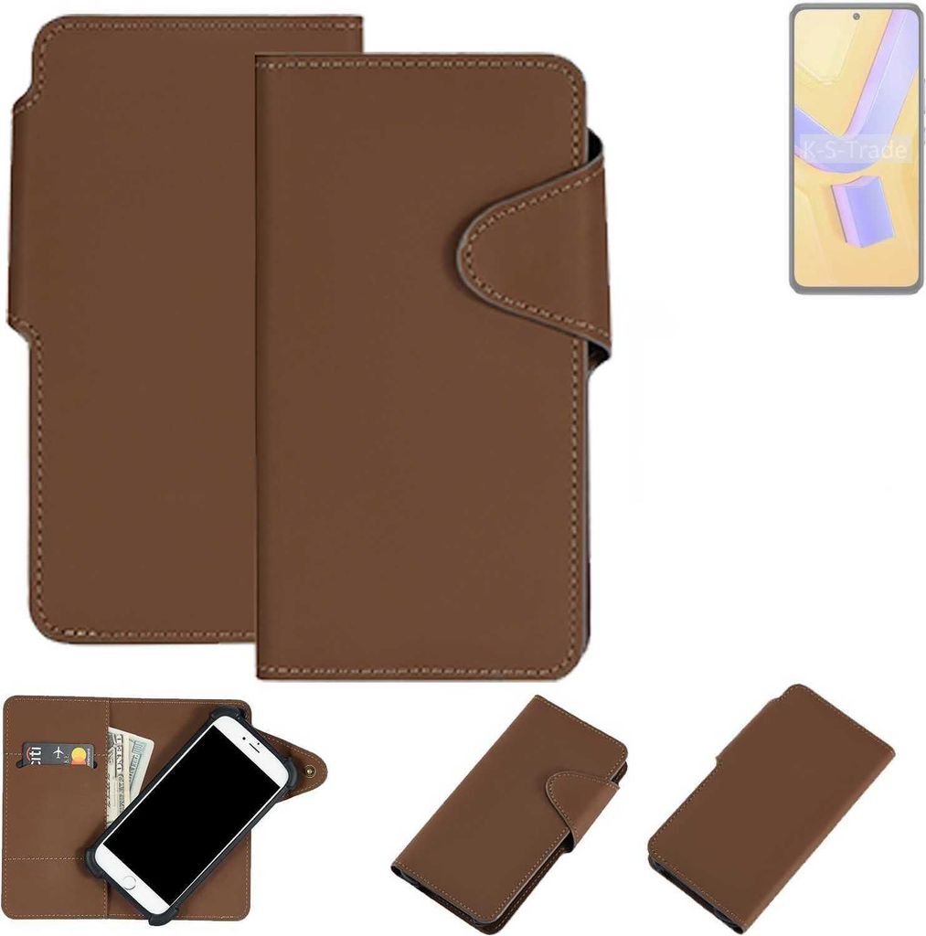 K-S-Trade Schutzhülle Klapphülle Kunstleder kompatibel mit Vivo Y100 5G braun Handy Hülle Wallet Case