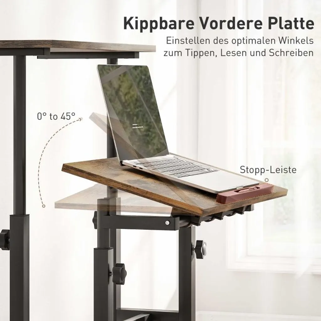 Bureau réglable contre le mal de dos - Table mobile rustique 60x60 cm - 5
