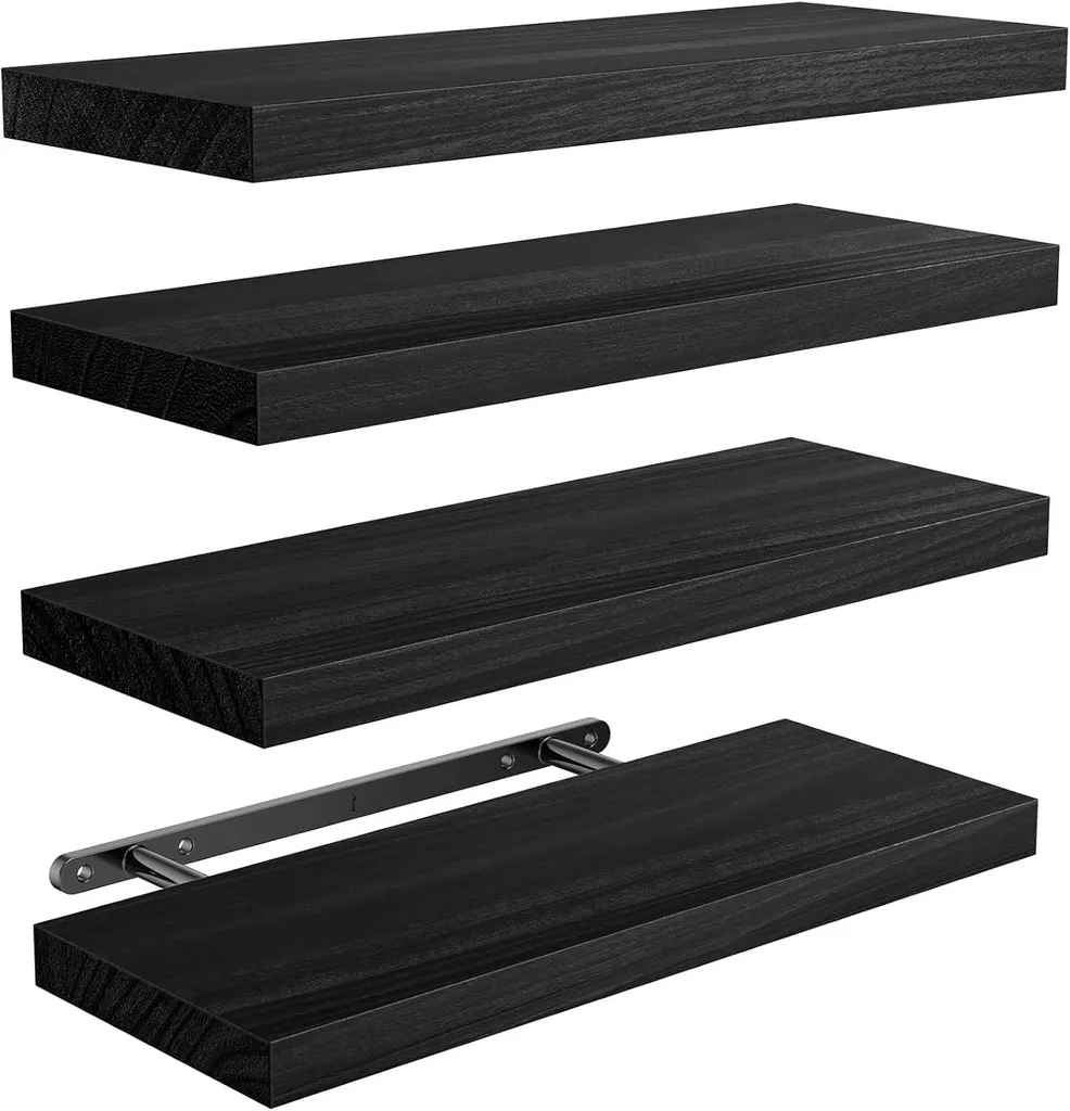 Étagère murale bois gain de place, lot de 4 pour ranger et organiser