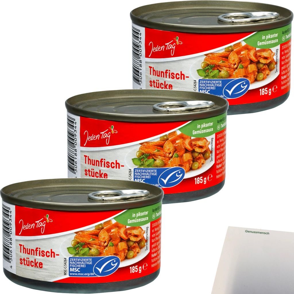 Jeden Tag Thunfischstücke in Gemüsesauce pikant 3er Pack Produktbild 