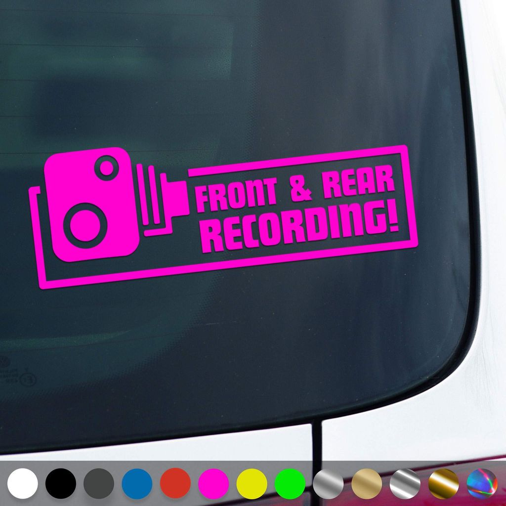 PantherPixel Dash Cam Aufkleber Videoufnahme Vorn Hinten Kamera Sticker Auto Geschenkidee Farbe Neon-Pink