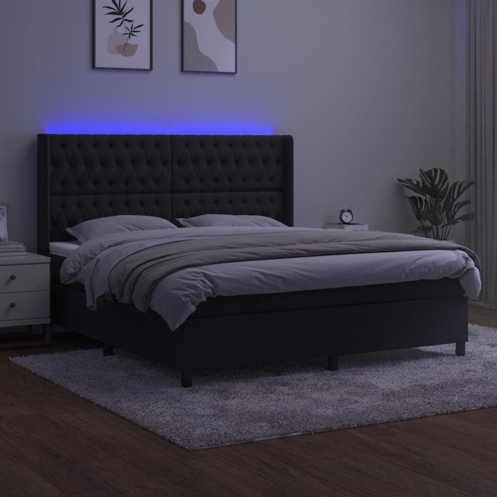 Maison Exclusive - Boxspringbett mit Matratze & LED Schwarz 160x200 cm Samt