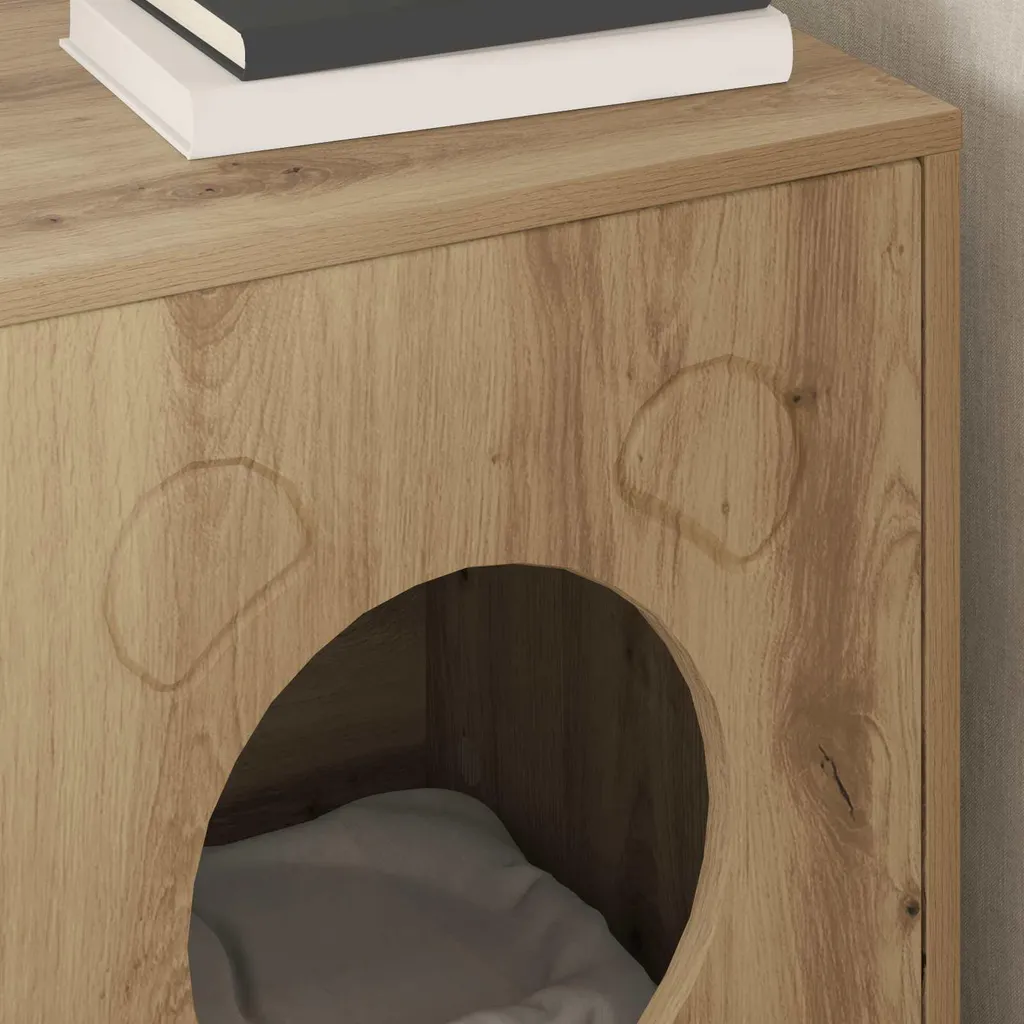 vidaXL Casetta per gatti artigianale in rovere 42,5 x 40 x 53 cm Materiale a base di legno - 4