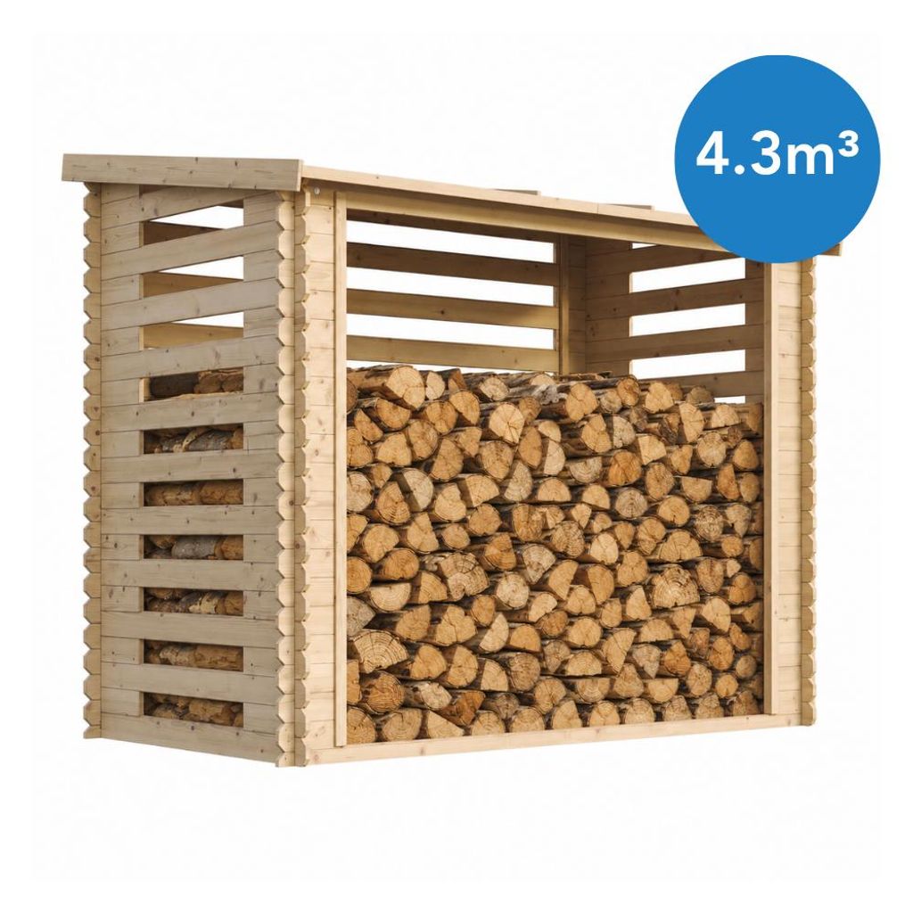 Holz Brennholzregal – 4,3 m3  – B146xL232xH199 cm - Produktbild 