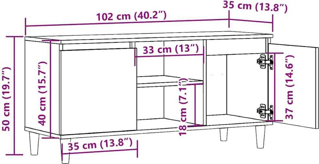 Maison Exclusive Porta TV Vintage 102x35x50 cm - Design Industrial - 10