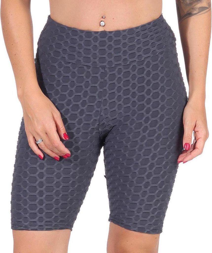 Leggings 1/2 Radlerhose kurz gemusterter Stoff Grau XS/S