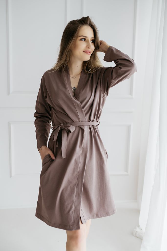 DOLCE SONNO Damen Bademantel Morgenmantel 100% Baumwolle – Produktbild 