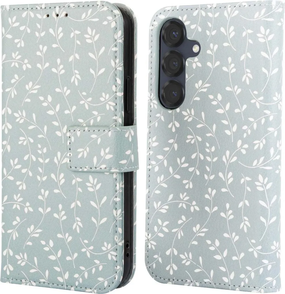 Custodia a libro imoshion Design Samsung Galaxy S25 - Smoke Green Flowers