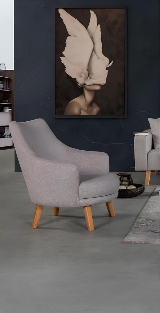 Moderner Stuhl Möbel Design Polsterstuhl Lehnstuhl Holz Sessel Relax Stühle Grau