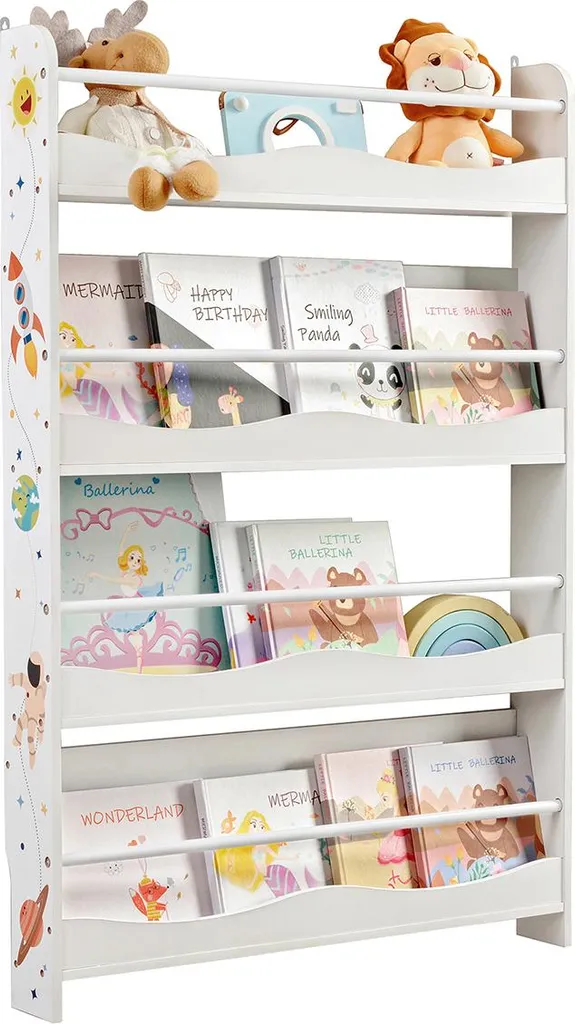 Bibliothèque blanche 4 niveaux modulable - Meuble gain de place robuste