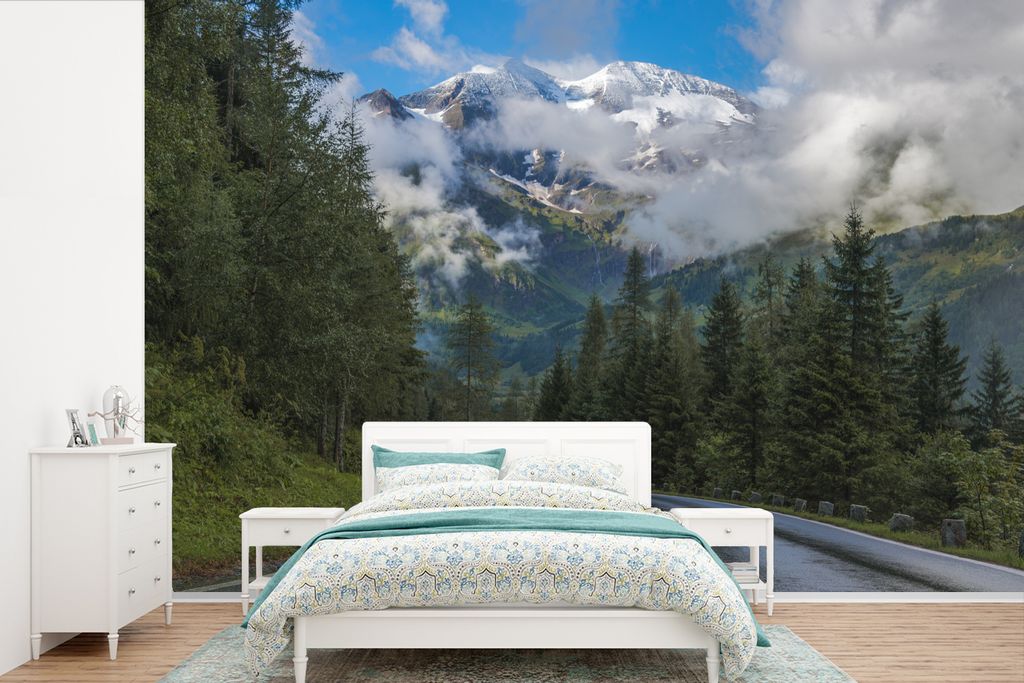 MuchoWow Fototapete für Wohnzimmer oder Schlafzimmer Wandtapete Vinyl Motivtapete Unterwegs am österreichischen Großglockner in Europa - 525x3...
