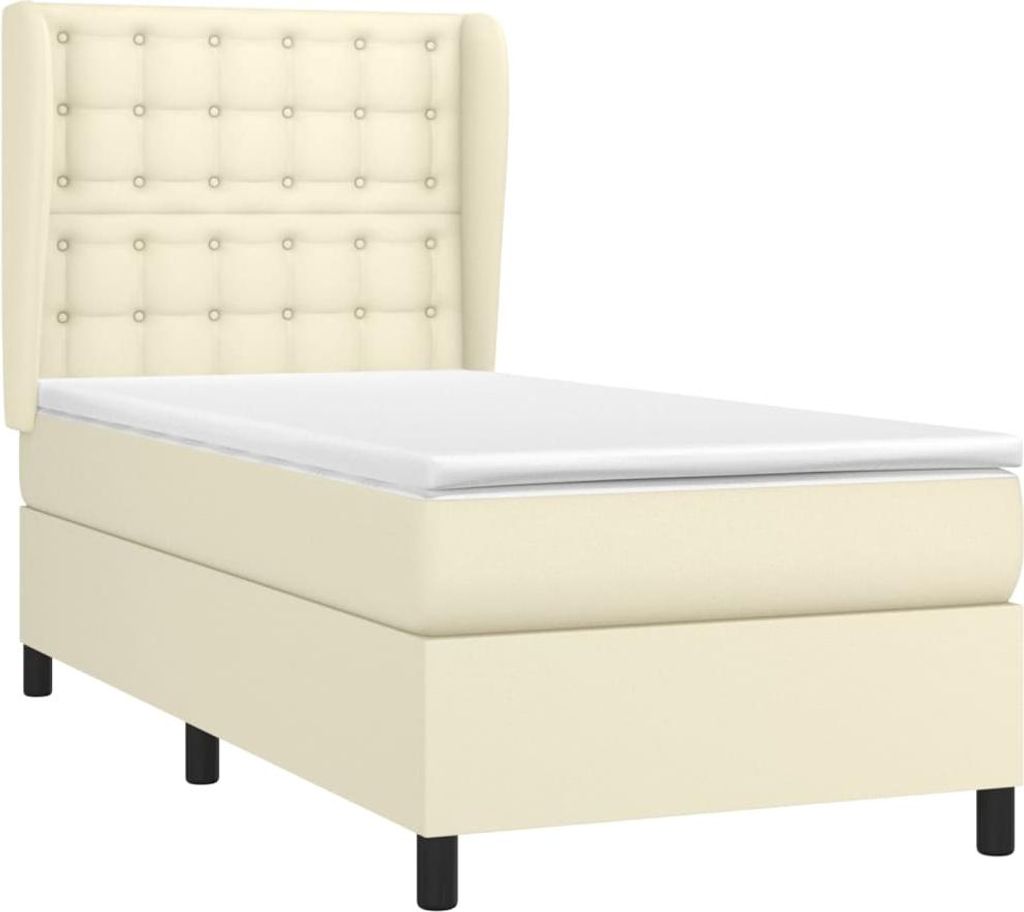 Boxspringbett mit Matratze Creme 90x200 cm Kunstleder