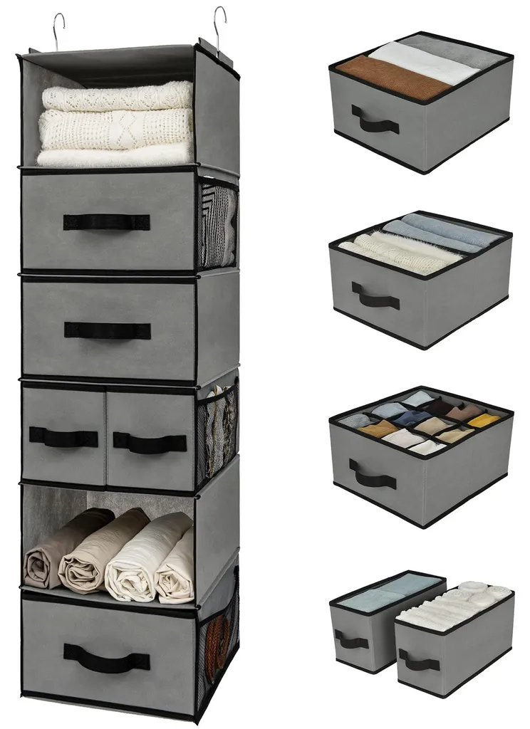 Rangement suspendu gris armoire 1 élément tiroirs amovibles gain de place