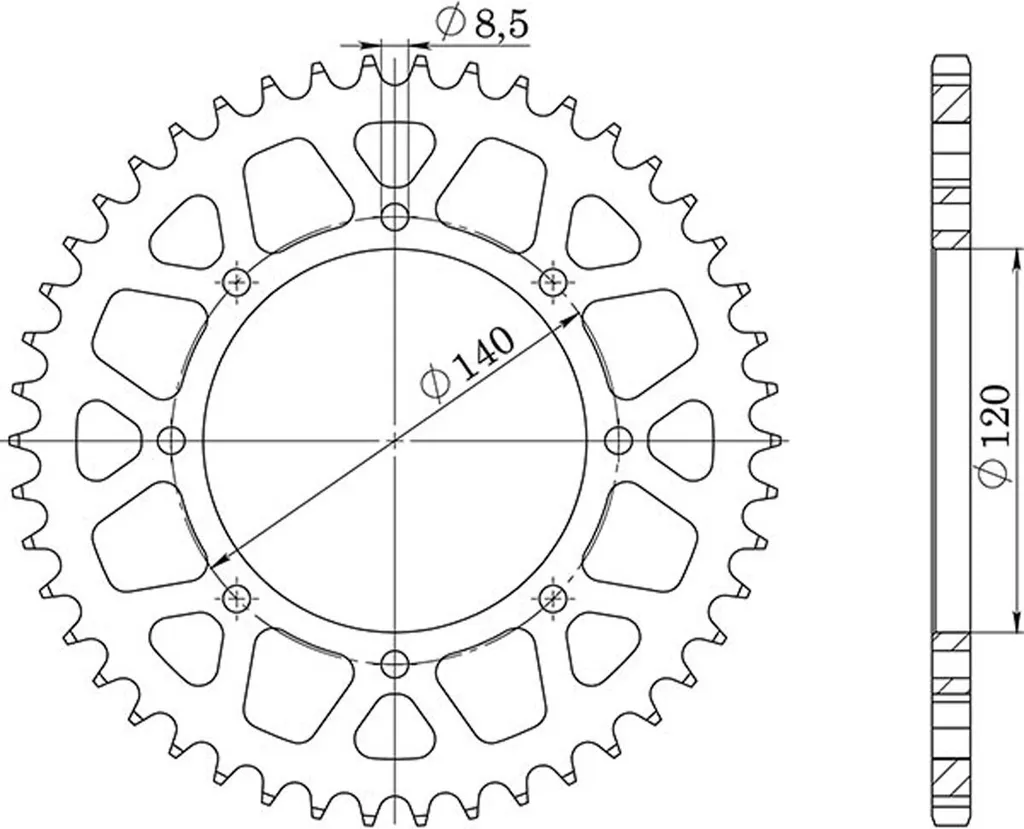 Corona Acciaio Passo 520 Z 42 Denti Dis.16600 | Ricambio Moto Alta Resistenza