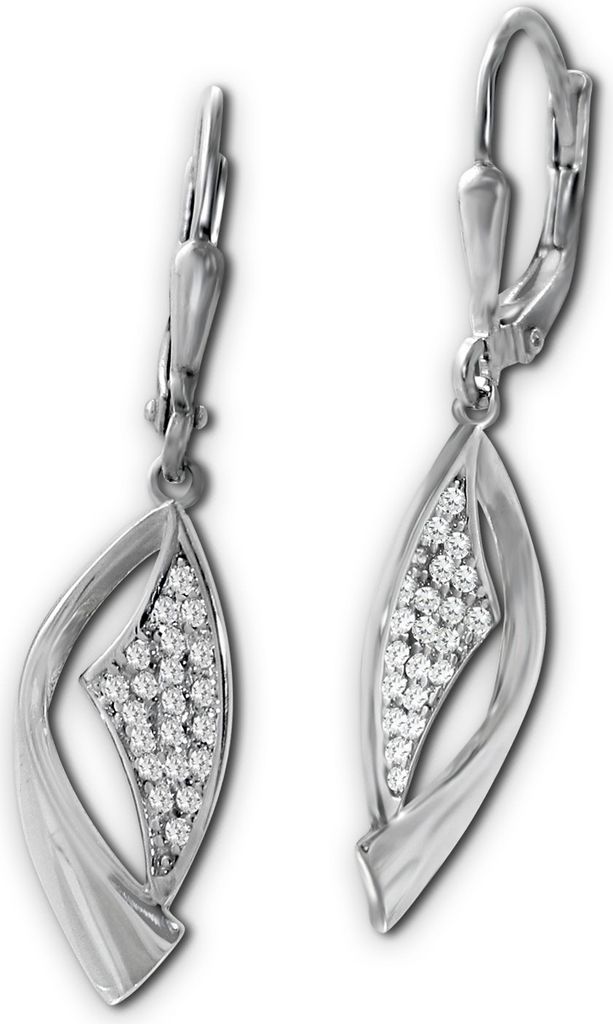 SilberDream weiß Ohrringe Banner Zirkonia Damen 925 Silber Ohrhänger SDO4377W