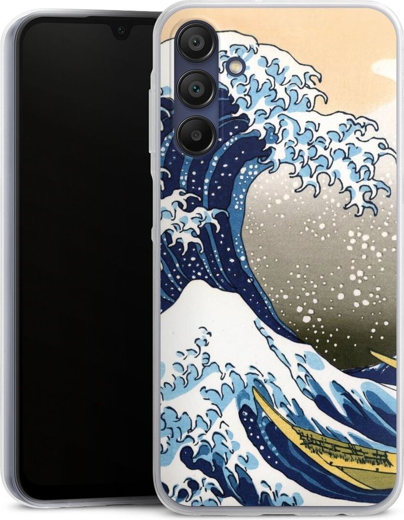 DeinDesign Slim Hülle für Samsung Galaxy A15 Silikon Case Ultra Dünn Handyhülle Katsushika Hokusai Kunst Die große Welle vor Kanagawa