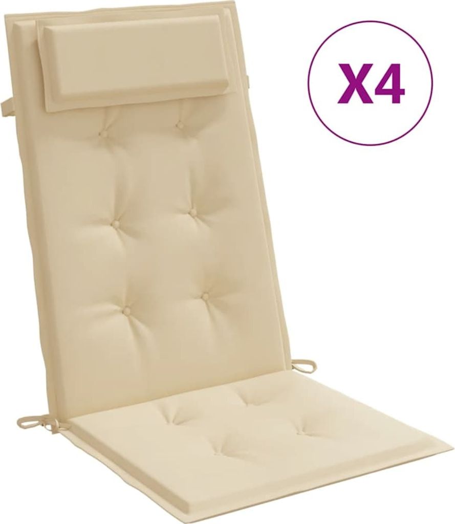 vidaXL Hochlehner-Auflagen 4 Stk. Beige Oxford-Gewebe