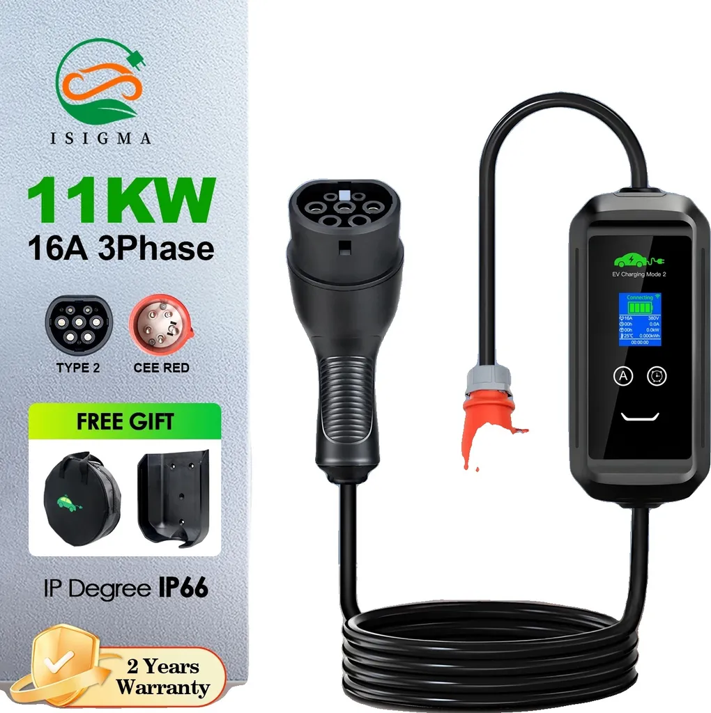 Câble de recharge 11kW Type 2 pour garage et extérieur long 10m Tuya