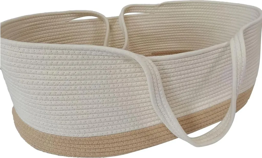 Couffin Moïse portable en corde de coton tressé pour nouveau-né - Blanc