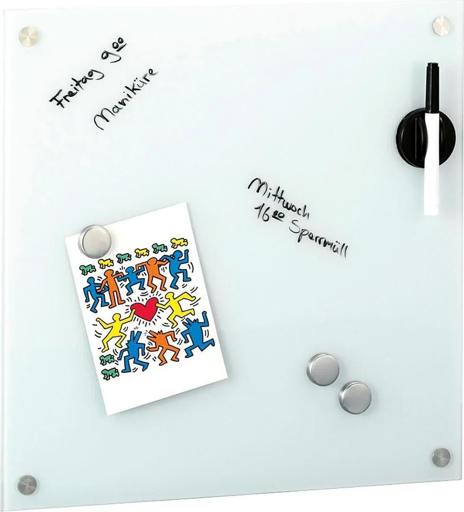 Memoboard Vetro Bianco 40x40 cm - Lavagna Magnetica Design Minimal - 15