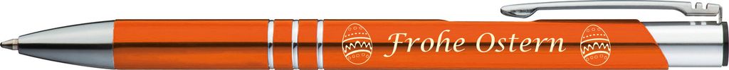 Kugelschreiber mit Gravur "Frohe Ostern" / aus Metall / Farbe: orange