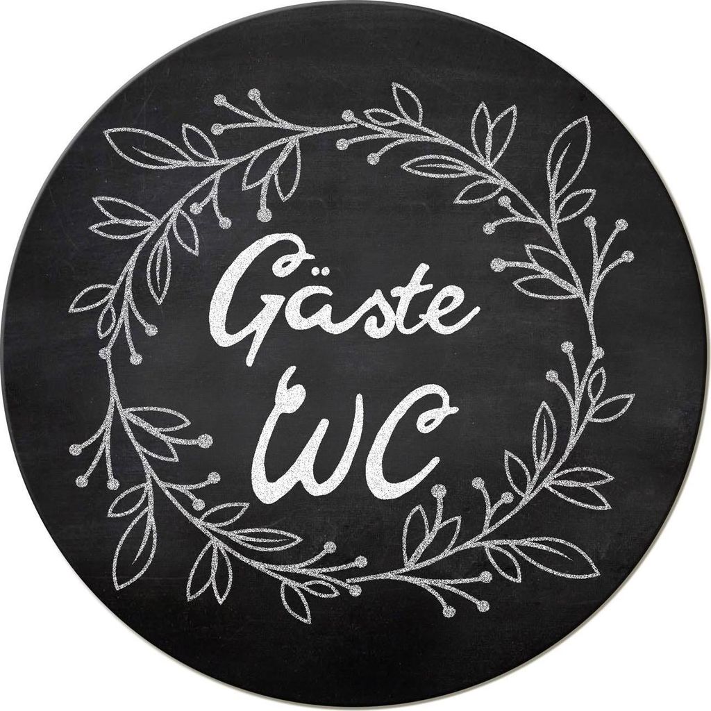 Badezimmer Türschild schwarz „Gäste WC“ in Tafelkreide-Optik (15,5 cm) mit Klebepads