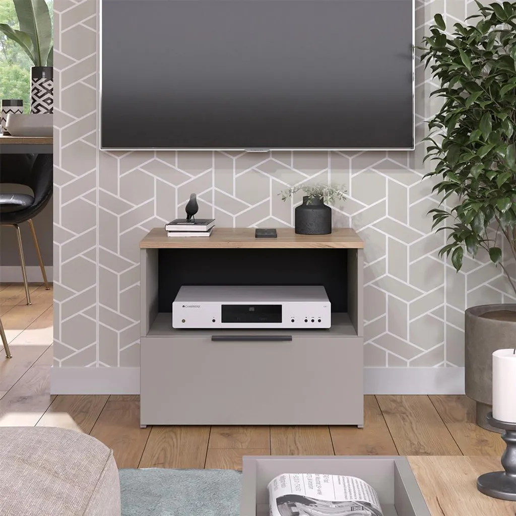 Meuble TV gain de place Vicco Wido 60cm Grège pour petit salon et studio