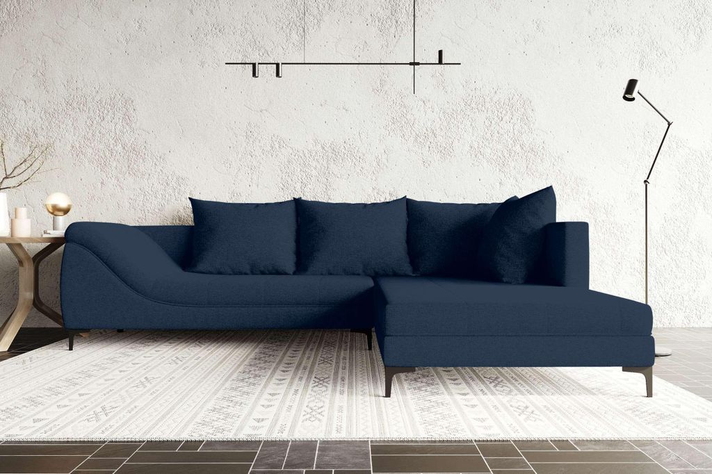 99rooms Loni Ecksofa Webstoff MALMO_NEW Dunkelblau Rechts