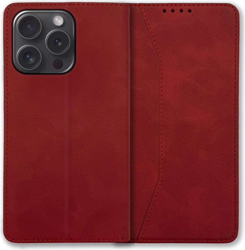 Bookstyle 'Premium' Schutzhülle Klapphülle Schutztasche Etui Cover für Apple iPhone 15 Pro - Rot