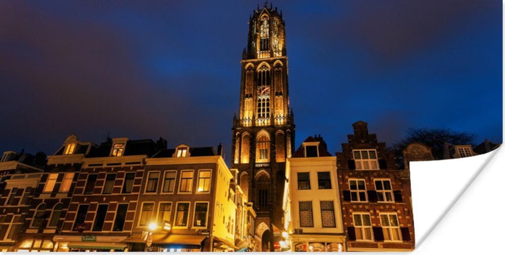 MuchoWow Poster Nacht - Domturm - Utrecht 160x80 cm - Foto Poster