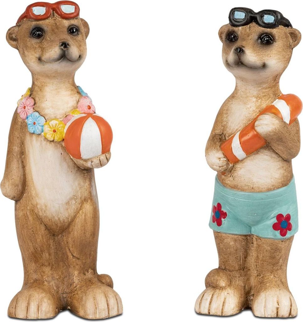 2er Set Dekofiguren Erdmännchen Sommerzeit H. 19cm aus Produktbild 
