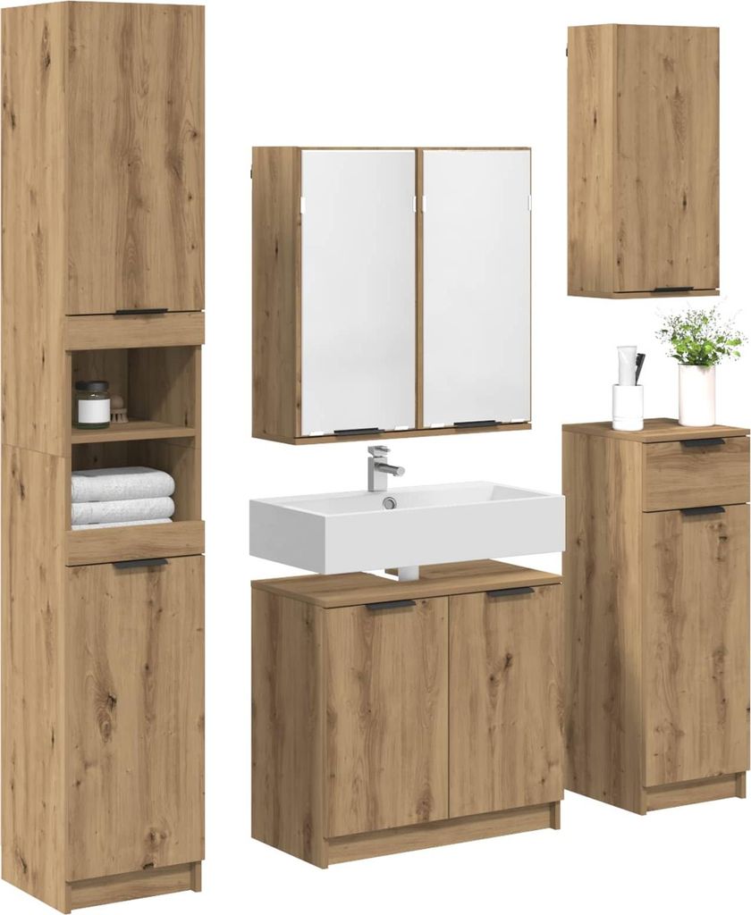 vidaXL Zestaw mebli łazienkowych z półką 5 szt. materiał Zdjęcie produktu 