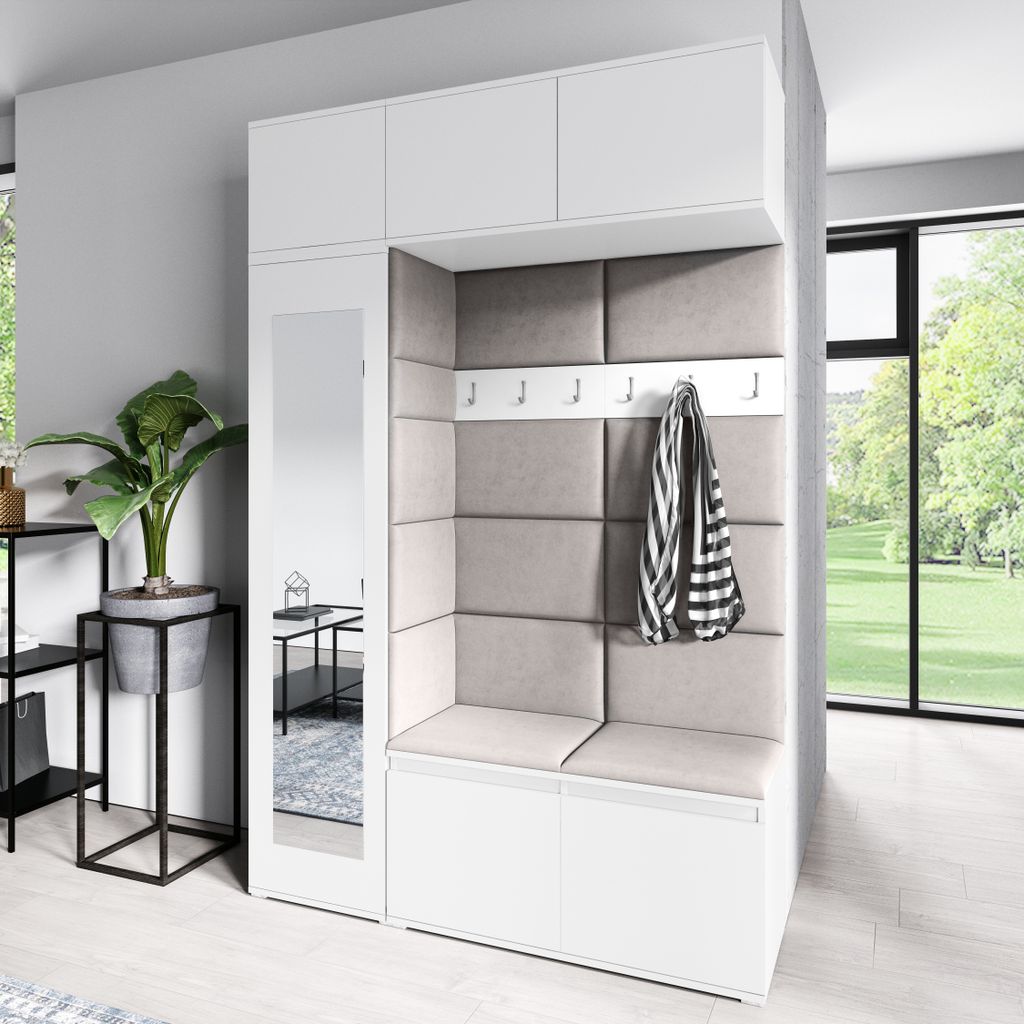 Garderoben-Set "MIKA", Kleiderschrank mit Polsterplatten, Produktbild 