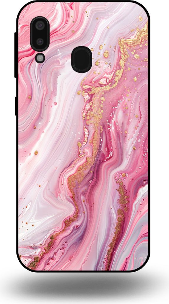 Smartphonica Handytasche passend für Samsung Galaxy A20E mit Marmordruck - TPU Rückseitenschutzhülle Marmordesign - Pink