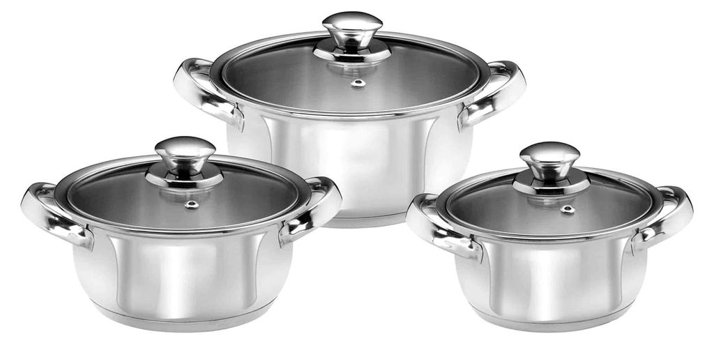 Kochtopfset Trio mit Deckel, Edelstahl, 16, 18 und 20 cm, 3-teilig