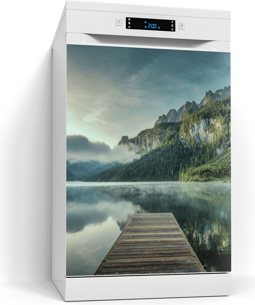 DEQORI Magnetmatte Spülmaschine beschreibbar 60x80 cm 'Nebelgeheimnis am See' Magnetfolie