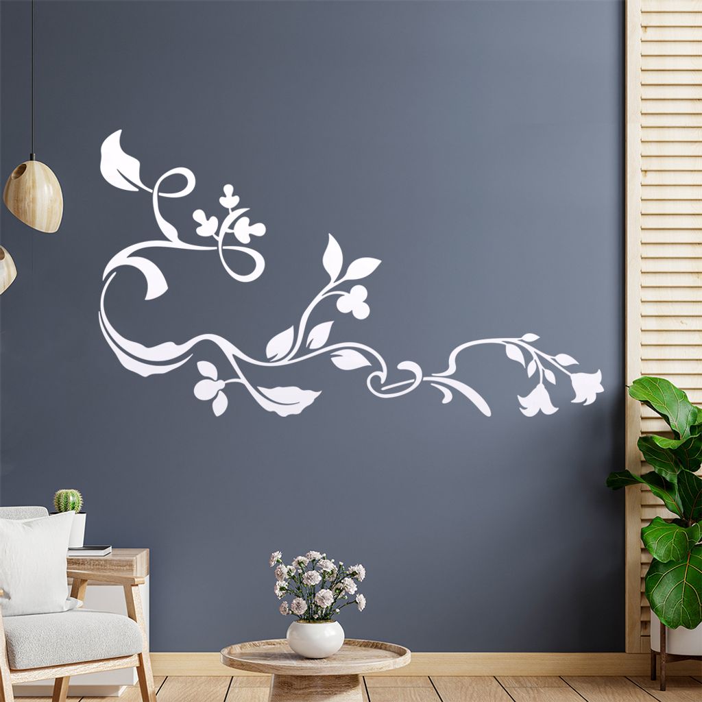 Eckeornament -Blüten - Ornament Wandtattoo in 6 Größen - Wandaufkleber Wall Sticker - Dekoration, Küche, Wohnzimmer, Schlafzimmer, Badezimmer