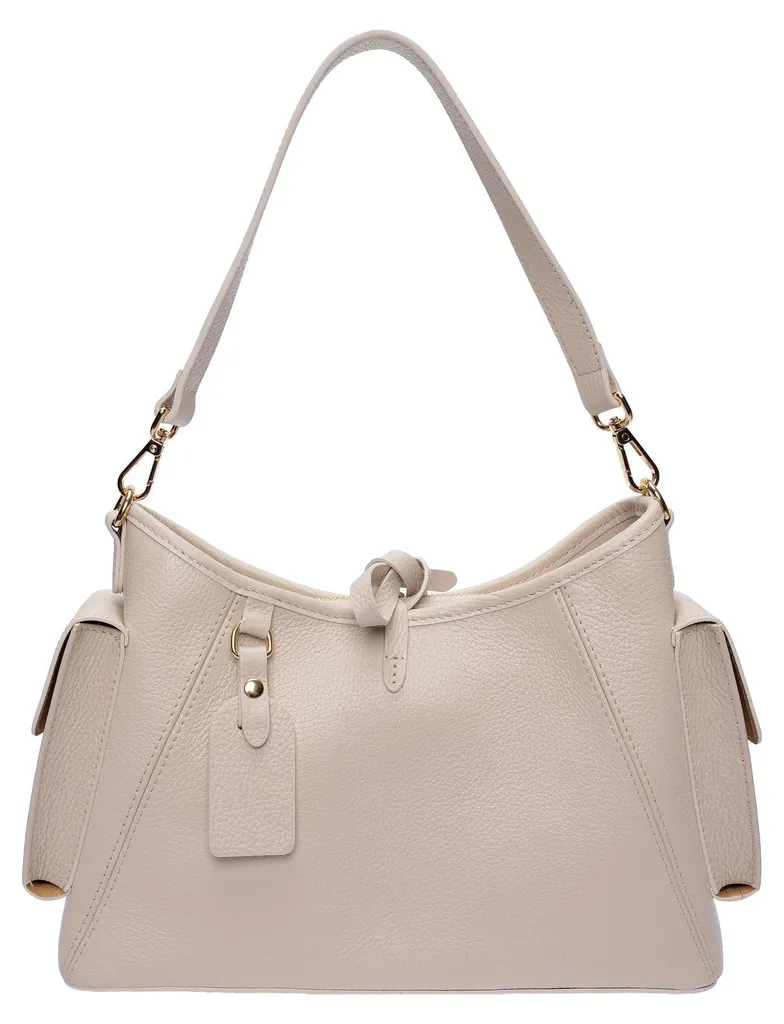 Sac à main beige porté épaule en cuir pour femme Anna Luchini SS26